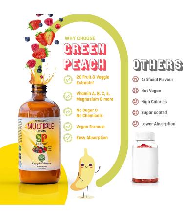 Buy GreenPeach Advanced Multivitamin - Mixed Fruit Flavor | 16 fl oz (473 ml) - Buy Online on GoSupps.com