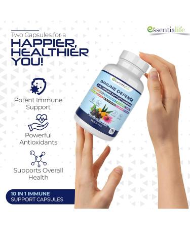 Immune Support Supplement 10 in 1 Elderberry Echinacea Vitamin D Vitamin C 1000mg & Zinc Supplement - Take Charge of Your Health with Immune Booster for Adults - 60 Vitamins Capsules 60 Count (Pack of 1) - Buy Online on GoSupps.com