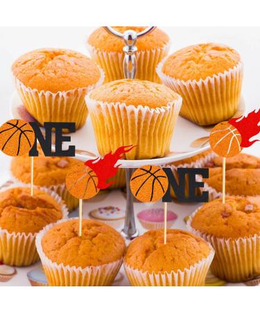 Arthsdite 24Pcs Basketball One Cupcake Toppers Basketball Themed First Birthday Cake Topper Decorations for Sport Theme Boys First Birthday Party Sports Event Party Supplies - Buy Online on GoSupps.com