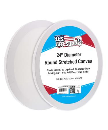 U.S. Art Supply 24 Inch Diameter Round 12 Ounce Primed Gesso Professional Quality Acid-Free Stretched Canvas (Pack of 2) 24-inch