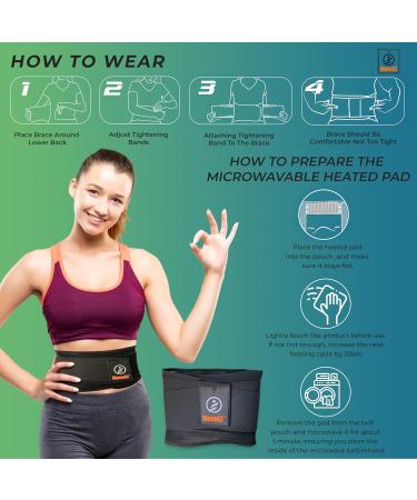 Back Brace Support Belt for Pain Relief | Adjustable Lumbar Support for Sciatica Scoliosis & Herniated Disc - Removable Microwavable Heat Pad (Medium - Buy Online on GoSupps.com