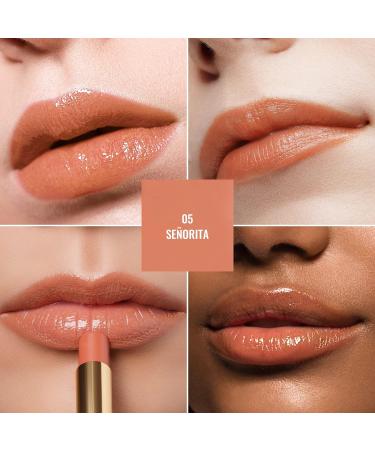 Oulac Moisturising Lipstick Nude Peach - Hydrating Lipstick & Tinted Lip Balm for Dry Lips | Medium Coverage Lip Colour | Juicy Glossy Finish | Vegan & Cruelty-Free | Se orita (05) - Buy Online on GoSupps.com