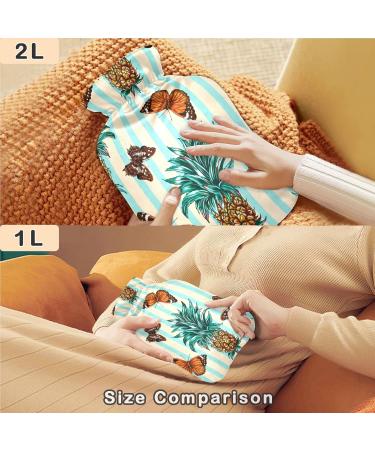 Naanle Streak Butterfly Pineapple Water Bottle 2L - Transparent Hot Water Bottle with Cover for Pain Relief & Therapy - Buy Online on GoSupps.com