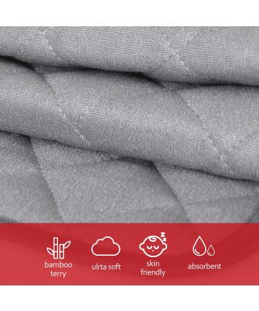 Non-Slip Bamboo Terry Waterproof Changing Pad Liner - 3 Pack 14 x 27 - Grey - Buy Online on GoSupps.com