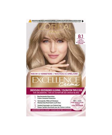 L'Oreal LOr al Paris Excellence Cr me Light Ash Blonde 81 Permanent Hair Color Contains protective cream coloring a gentle pH shampoo and a nourishing hair mask