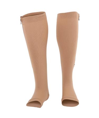 1 pairs compression socks with zipper Elastic Sports compression socks with an open toe zipper non-slip foot protection sleeves help with leg swelling leg support (l / xl-l / xl)