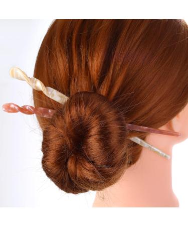 Sibba Vintage Acetate Hair Sticks - 6 Leopard Pattern Hairpins for Women & Girls | Retro Chinese Hair Jewelry - Buy Online on GoSupps.com
