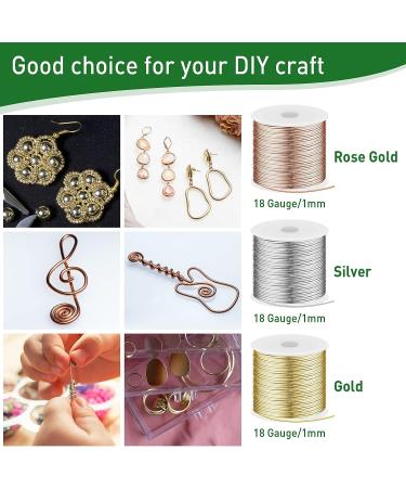 Hotop Jewelry Wire Set - 1mm Craft Wire with Pliers and Ring Sizer - Gold Silver Rose Gold - 25m Rolls - Beading Jewelry Aluminum Craft Wire - 182022 Gauge - Buy Online on GoSupps.com