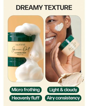 THEA VVE Green Oat Cleansing Foam | Vegan Oat Cleanser for Oily Skin | Korean Face Wash | Hydrating Foam Cleanser with Spatula | 3.55 Fl. Oz - Buy Online on GoSupps.com