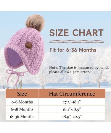 XIAOHAWANG Winter Baby Hat with Velvet Lining - Toddler Kids Beanie Earflap for Girls and Boys | Warm Baby Hats with Pompom 0-6 Months (Purple) - Buy Online on GoSupps.com