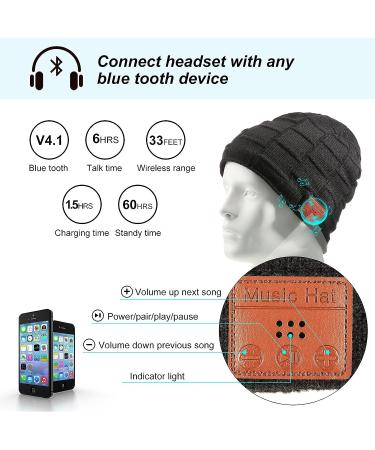 Honoson Bluetooth Beanie for Men - 2 Piece Set | Wireless Headphones | Warm Knit Hat for Outdoor Sports | Men's Gifts | Running Accessories - Black/Dark Gray - Buy Online on GoSupps.com