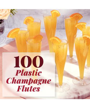 100 Pack Gold Glitter Plastic Champagne Flutes - Disposable Glasses for Parties, Events, Weddings - Mimosa Bar Supplies - Buy Online on GoSupps.com