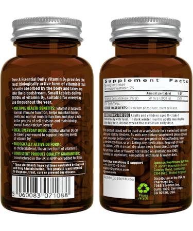 Daily Vitamin D3 + Live Cultures+ Lab4 Probiotics Bundle 365 2000iu Vitamin D3 Tablets + 25 Billion CFU Lactobacillus Acidophilus & Bifidobacterium with Non-Bloating Prebiotic by Igennus - Buy Online on GoSupps.com