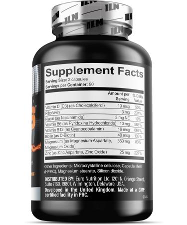 Iron Labs ZM6 3 Month Supply Zinc Magnesium Aspartate Supplement 180 Vegetarian Capsules Magnesium and zinc Supplements for Men & Women 180 Count (Pack of 1) - Buy Online on GoSupps.com