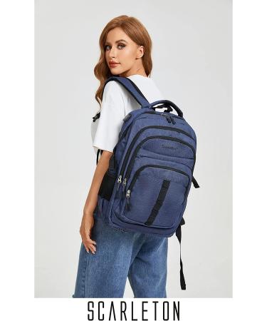 SCARLETON Multi Pocket Water Resistant Laptop Backpack - Navy Blue | Unisex School Bag with Headphone & USB Port | H203419 - Buy Online on GoSupps.com