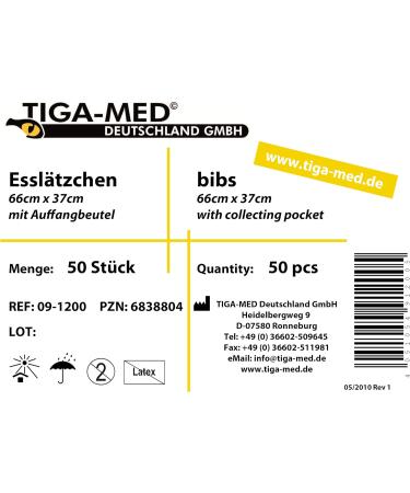 Tiga-Med Disposable Bibs with Collection Bag - 50 Pack | 66x37cm Protective Napkins for Easy Cleanup - Buy Online on GoSupps.com