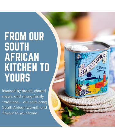 Funky Ouma Seafood Spice 175 g Assaisonnement tout usage sud-africain dans une bo te recyclable pour hommes femmes papas et gourmets Sel braai aux fruits de mer aromatis s naturels pices et pices aux fruits de mer - Buy Online on GoSupps.com