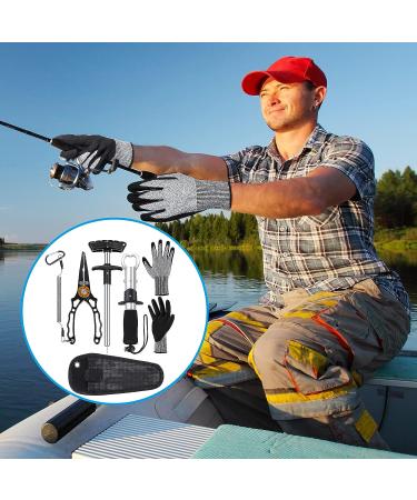 Fishing Tools Set - Pliers, Hook Remover, Lip Gripper, T-Shaped Separator, Gloves - Buy Online on GoSupps.com