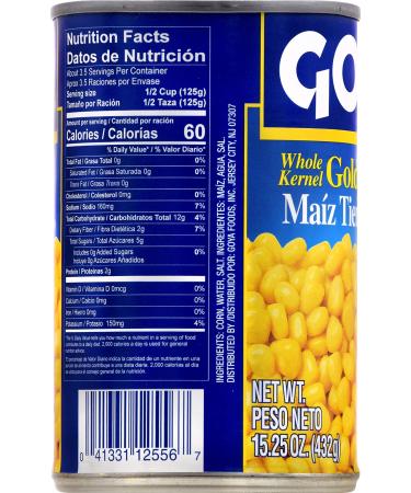 Goya Foods Whole Kernel Golden Corn 15.25 oz (Pack of 24) - Premium Quality Canned Corn - Buy Online on GoSupps.com