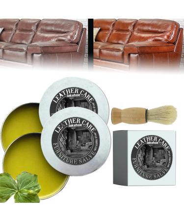 Furniture Salve for Leather Leather Salve for Furniture Leather Furniture Salve and Brush Furniture Salve Brush Best Furniture Salve Furniture Salve for Wood 8OZ (2PC with 1 Brush)