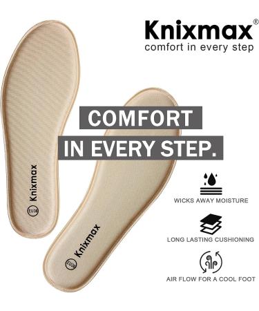 Knixmax Memory Foam Shoe Inserts - Thick Replacement Insoles for Men & Women - Comfort Cushioning for Sneakers, Loafers, and Boots - Beige, EU 39 (8 Women/6 Men) - Buy Online on GoSupps.com