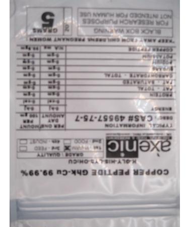 5 Grams Ghk-Cu Copper Peptide 99.9% Pure Powder CAS# 49557-75-7