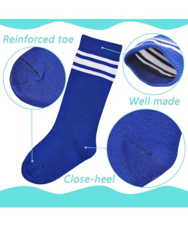 LO SHOKIM Toddler Knee High Soccer Socks - Kids Girls Boys Striped Over the Calf Uniform Stockings 3 Pairs (Black, Blue, White & Red) - Size 5-7 Years - Buy Online on GoSupps.com