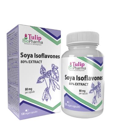 SOYA Isoflavones 80% Extract 120 Capsules 3rd Party Lab Tested High Strength Supplement Gluten and GMO Free