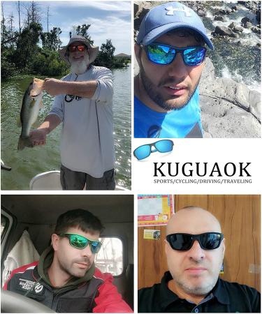 KUGUAOK Polarized Sports Sunglasses for Men - Blue Mirror | 100% UV Protection - Buy Online on GoSupps.com