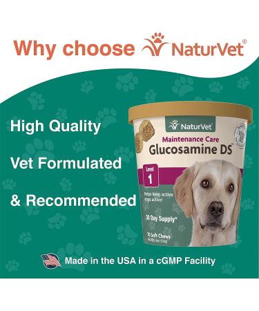 NaturVet Glucosamine DS Maintenance Care Level 1 - 70 Soft Chews for Joint Health (5.4 oz) - Buy Online on GoSupps.com