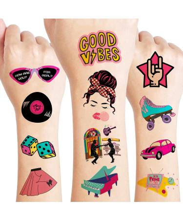 8 Sheets (96PCS) 50s Temporary Tattoos for Fans  50s Birthday Party Decorations Favors Party Supplies Tattoo Sticker Women Men Gifts Boys Girls Classroom School Prizes Themed - Buy Online on GoSupps.com