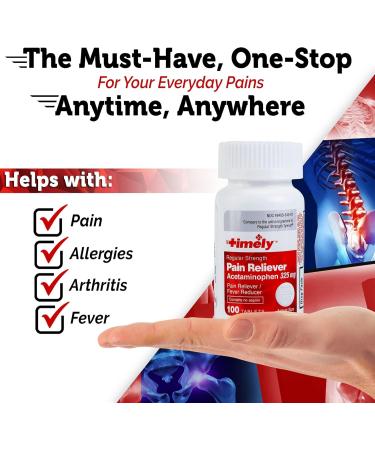 Buy Timely Acetaminophen 325 MG Tablets - 100 Count | Effective Pain Relief for Cramps Fever & Arthritis | Compare to Tylenol - Buy Online on GoSupps.com