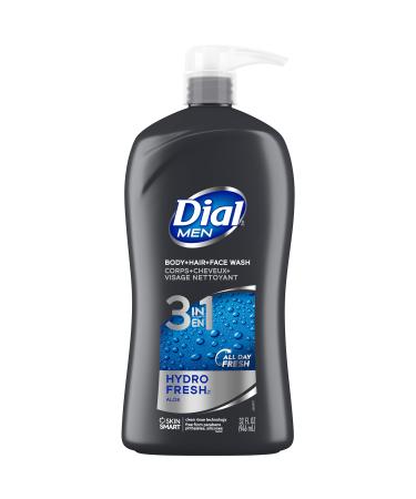 Dial Men 3in1 Body, Hair and Face Wash, Hydro Fresh, 32 fl oz Hydro Fresh 32 Fl Oz (Pack of 1)