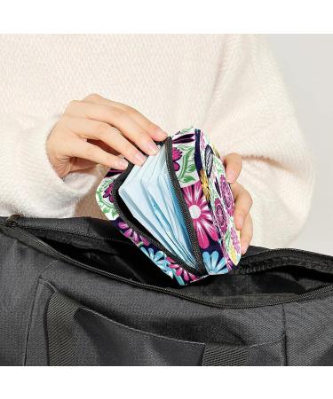 Day of The Dead Sanitary Napkin Storage Bag - Portable Feminine Menstrual Cup Pouch in Multi-colored Sugar Skull Design - Ideal for Women and Teen Girls - Buy Online on GoSupps.com
