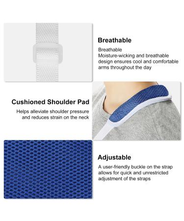 Kid's Adjustable Mesh Arm Sling - Shoulder Immobilizer for Broken Bones, Sprains & Tears - Blue - Size L - Buy Online on GoSupps.com