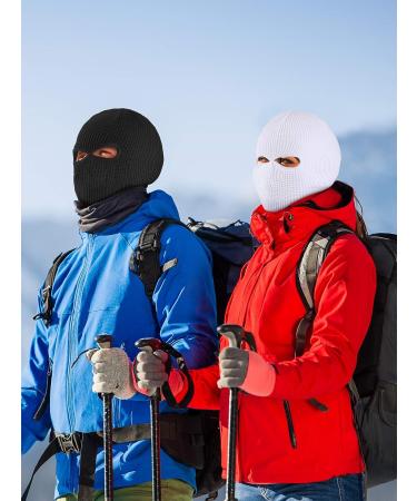 Willbond 2-Hole Knitted Full Face Ski Balaclava - Adult Winter Face Cover Set in Black & White - Buy Online on GoSupps.com