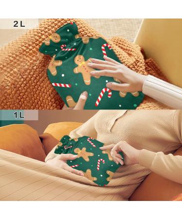 Cozy 2L Hot Water Bottle with Christmas Motif - Soft & Warm Ginger Cookies Design for Winter Relief - Perfect for Bed Hand Neck & Shoulders - Buy Online on GoSupps.com