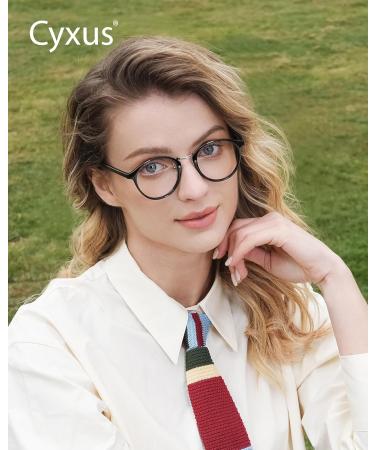 Cyxus Blue Light Filter Glasses for Women - Round Retro Frame Anti-Harmful Blue Light 8065 Black - Buy Online on GoSupps.com