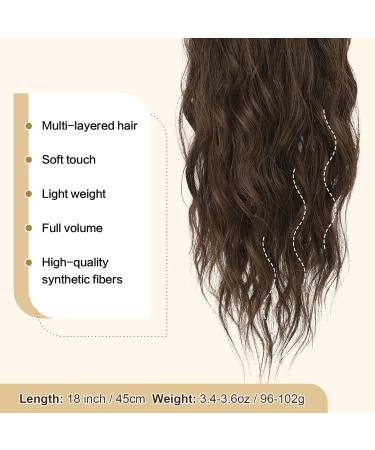 FESHFEN 18 inch Brown & Light Auburn Mixed Ponytail Extensions - Long Curly Synthetic Hair Piece for Women - Buy Online on GoSupps.com