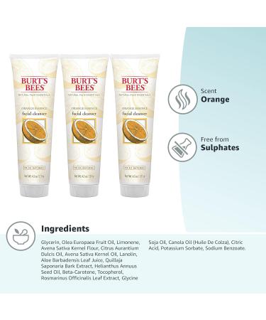 Burt's Bees Orange Essence Facial Cleanser 4.3 Oz (Pack of 3) - Sulfate-Free Face Wash - Orange - 3 Count - Buy Online on GoSupps.com