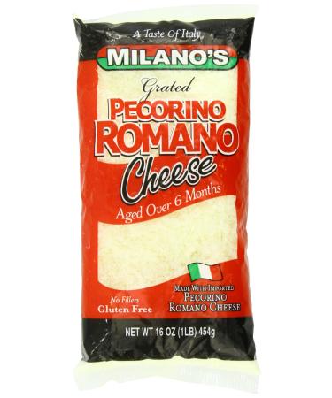 Milano's Romano Cheese Bags, Grated Pecorino, 16 Ounce 16 Ounce (Pack of 1)
