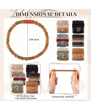 60 Pcs Boho Hair Ties Set - Stylish Elastic Bracelet Hair Ties for Women - 10 Styles - Dual Use Hair Band for Girls - Soft and Durable - Buy Online on GoSupps.com