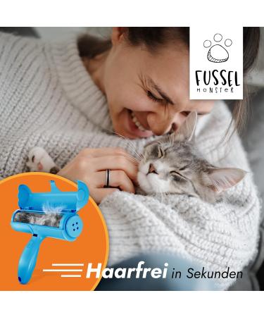 Fusselmonster Animal Hair Remover Lint Roller for Dogs & Cats | Reusable Pet Hair Cleaner for Sofa Carpet & Car - Blue - Buy Online on GoSupps.com