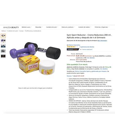 Anti-Cellulite Slimming Cream GYM SPORT REDUCING - Apply before and after exercise. 200ml - Buy Online on GoSupps.com