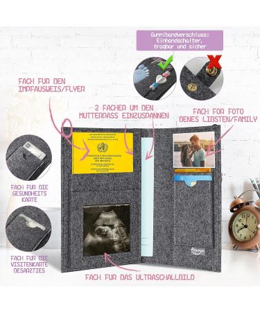 Handmade Dark Gray Motherpass Cover - Stylish Organizer for Insurance Cards & Ultrasound Photos | Perfect Gift for Expecting Mothers - Buy Online on GoSupps.com