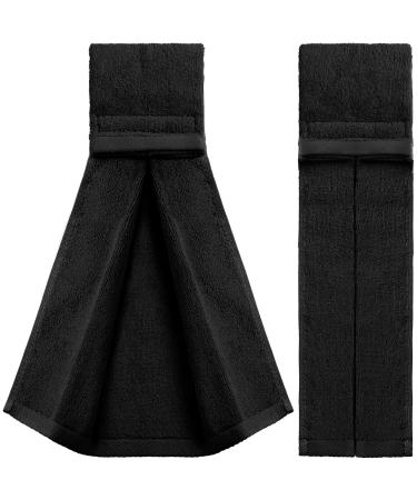 2 Pcs Football Towel Cotton Sports Football Field Towel Pitching Towel with Closure Football Sweat Towel for Football Gym Men Women Accessories Black