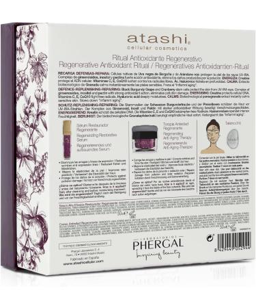 Atashi | Regenerative Antioxidant Ritual Beauty Set | Regenerating Restorative Serum + Regenerating Anti-Aging Cream + Jade Stone | Vitamins C E and CoQ10 | 50 ml + 50 ml - Buy Online on GoSupps.com
