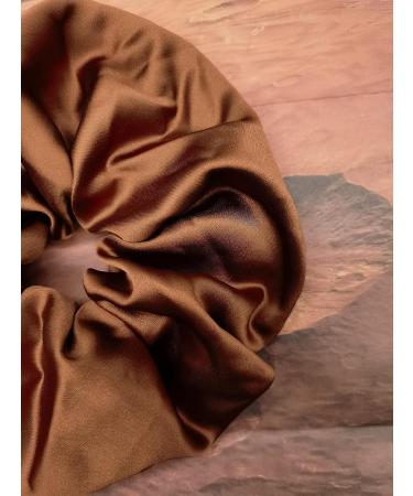 INNCHY XXL Large Satin Silk Scrunchie - Oversize Hair Tie for Girls - No Damage Elastic Ponytail Holder - Washable (Large Brown) - Buy Online on GoSupps.com