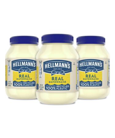 Hellmann's Mayonnaise For a Creamy Condiment for Sandwiches and Simple Meals Real Mayo Gluten Free, Made With 100 percent Cage-Free Eggs 30 oz,3 count (Pack of 1) Mayonnaise 3 count (Pack of 1)
