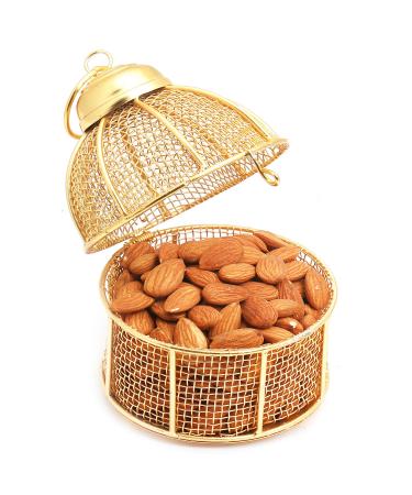 Ghasitaram Gifts Diwali Gifts Diwali Dryfruits - Cage with Almonds Diwali Gift Golden Cage with Almonds